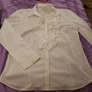 White long sleeved button down blouse